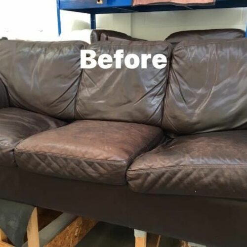 leather sofa with new foam cushion