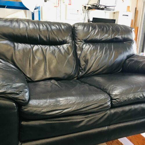 leather black sofa